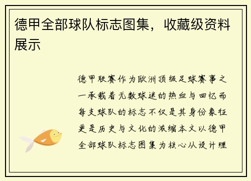 德甲全部球队标志图集，收藏级资料展示